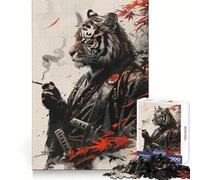 Rompecabezas de 1000 Piezas con caligrafía de samurái Tigre para Adultos y Adolescentes Juguete para el Tiempo Libre Decoración de Pared con Bordes precisos 50x75cm