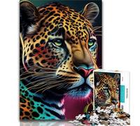 Rompecabezas de 1000 Piezas con Cara de Animal de Jaguar Pop Art para Adolescentes Juguete Educativo Intelectual descompresor Regalo de cumpleaños (50x75cm)
