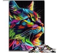 Rompecabezas de 1000 Piezas con Cara de Gato, Estilo Pop Art, tamaño 26x38cm, Ideal para el Cerebro y para Relajarse en la adolescencia.
