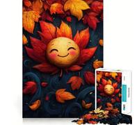 Rompecabezas de 1000 Piezas con Cara Sonriente y Hojas de otoño para Adultos Juguete para ejercitar la Mente Diversión compartida Arte de Corte preciso 38x26cm