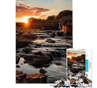 Rompecabezas de 1000 Piezas con Cascada al Atardecer y Naturaleza Rompecabezas de 1000 Piezas para decoración del hogar (38x52cm)