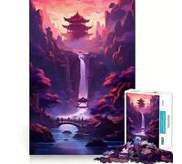 Rompecabezas de 1000 Piezas con Cascada de neón al Atardecer para Adolescentes Juguete de lógica Fuerte para Relajarse Bordes definidos Sorpresa de cumpleaños 50x75cm