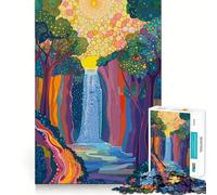 Rompecabezas de 1000 Piezas con Cascada en el Bosque al Amanecer Regalos para Adultos Juguete de lógica Fina Ocio Suave Bordes limpios Un Regalo Encantador 38x26cm