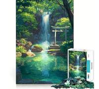 Rompecabezas de 1000 Piezas con Cascada Serena y Puerta Torii para Adultos Juguete Inteligente para el hogar Disfrute de Bordes Afilados Artículo de Santa Claus (50x75cm)