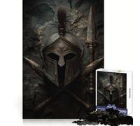 Rompecabezas de 1000 Piezas con Casco Espartano Antiguo y lanzas Cruzadas para Adolescentes Un desafío Mental para Relajarse y divertirse Ajuste (38x52cm)