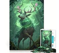 Rompecabezas de 1000 Piezas con Ciervos del Bosque místico y runas Brillantes para Adultos Juguete de lógica Fina, silencioso y Divertido Bordes limpios Regalo Memorable (38x26cm)