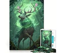 Rompecabezas de 1000 Piezas con Ciervos del Bosque místico y runas Brillantes para Adultos Juguete de lógica Fina, silencioso y Divertido Bordes limpios Regalo Memorable (38x52cm)