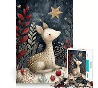 Rompecabezas de 1000 Piezas con Ciervos en Acuarela en un Bosque Invernal Juguete Que desafía la Mente Troquelado de Alta precisión Un Reto Divertido para Pasar el Tiempo (38x52cm)