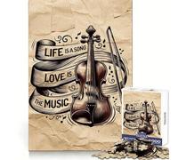 Rompecabezas de 1000 Piezas con Cita Musical sobre violín para Adolescentes Desarrolla la Capacidad de razonamiento Un Escape Sereno Corte preciso Regalo Original (38x26cm)