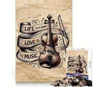 Rompecabezas de 1000 Piezas con Cita Musical sobre violín para Adultos Diversión Intelectual, distracción Relajante, Corte preciso, Regalo Original (50x75cm)