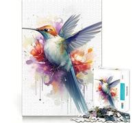 Rompecabezas de 1000 Piezas con colibrí en Acuarela para Adolescentes Juego de concentración Mental Bordes Lisos de Corte preciso Ideal para Rellenar Calcetines navideños (38x26cm)