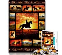 Rompecabezas de 1000 Piezas con Collage de Caballos para Adolescentes, Juego Educativo, Juguete, decoración única para el hogar (38x26cm)