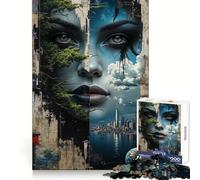 Rompecabezas de 1000 Piezas con Collage de rostros de Naturaleza y paisajes urbanos para Adultos y Adolescentes Un Rompecabezas Mental Que Ayuda a aliviar el estrés Un Regalo Original y Divertido
