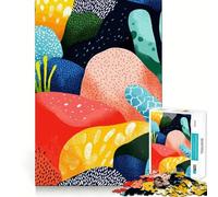 Rompecabezas de 1000 Piezas con Coloridos arrecifes de Coral Abstractos,Arte Minimalista,Piezas articuladas precisas,Juguete para ejercitar la Mente,Juego de Paz,Pieza de Arte navideña 50x75cm