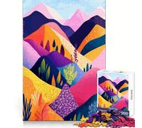 Rompecabezas de 1000 Piezas con Coloridos diseños Abstractos de colinas onduladas y cordilleras,Arte Minimalista,ilustración,Ajuste Limpio,decoración lógica,Juguete,Momento Acogedor,Juego,Pieza de