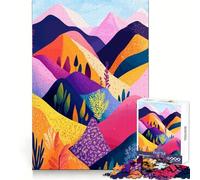 Rompecabezas de 1000 Piezas con Coloridos diseños Abstractos de colinas y cordilleras,Arte Minimalista,ilustración de Corte preciso,Juego Inteligente,Regalo fácil de Jugar,decoración de cumpleaños