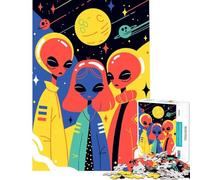 Rompecabezas de 1000 Piezas con Coloridos y adorables Hermanos alienígenas Estilo Ciencia ficción Espacial Arte Pop ilustración Minimalista Juegos educativos Juegos desafiantes juguetess Hombres