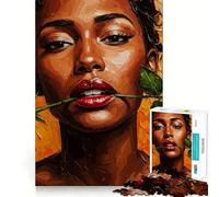 Rompecabezas de 1000 Piezas con Cuadro de una Mujer con una Rosa para Adultos,Ideal para Mejorar la Capacidad Mental Juego Cortado con láser para un Ajuste Diversión Nocturna en Familia