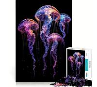 Rompecabezas de 1000 Piezas con Cuatro Medusas,Ajuste, Arte,Juego de ingenio,Tiempo de Descanso, (50x75cm)