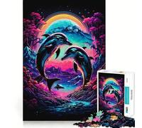 Rompecabezas de 1000 Piezas con Delfines románticos para Adolescentes, Juguete para estimular la lógica, diversión en Interiores, Borde Premium, Regalo Memorable (38x52cm)