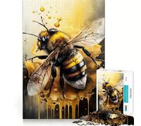 Rompecabezas de 1000 Piezas con Dibujo de Abeja en Acuarela,Corte preciso,Arte Creativo,Juego fácil de Usar,decoración navideña (38x26cm)