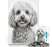Rompecabezas de 1000 Piezas con Dibujo de caniche Blanco para Adolescentes Actividad Divertida para estimular la Mente de Alta precisión para Recortar y Relajarse (50x75cm)