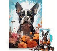 Rompecabezas de 1000 Piezas con Dije de Boston Terrier,decoración de Ajuste Limpio,Juego de ingenio,Regalo para Momentos de Tranquilidad,Regalo de cumpleaños artístico (50x75cm)