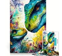 Rompecabezas de 1000 Piezas con Dinosaurios en Acuarela sobre un Fondo Floral Juego cognitivo Divertido Troquelado de Alta precisión aliviar el estrés (38x52cm)