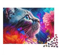 Rompecabezas de 1000 Piezas con diseño Abstracto de Gato Vibrante para Adultos,Ideal para Juegos educativos y decoración del hogar.Diseño .Ideal para cumpleaños.38x26cm