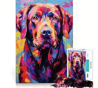 Rompecabezas de 1000 Piezas con diseño Abstracto de Labrador Negro y Bordes Finos,Ideal para Manualidades,Actividades Creativas,Entretenimiento y como Regalo de cumpleaños 38x26cm