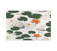 Rompecabezas de 1000 piezas con diseño abstracto de lirio de agua de manantial para adultos, rompecabezas de madera con hojas de loto, bonita decoración con estampado floral para entretenimiento