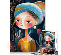 Rompecabezas de 1000 Piezas con diseño Abstracto de una niña ingenua con una Perla Estilo Arte Moderno para Adultos y Adolescentes Un Juego Mental Divertido y Relajante Un Regalo Memorable con Bordes