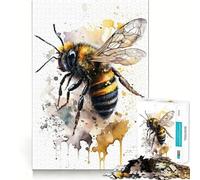 Rompecabezas de 1000 Piezas con diseño de Abeja en Acuarela,articulaciones afiladas,Juego de lógica,Juego Relajante,Regalo Divertido de Navidad (50x75cm)