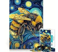 Rompecabezas de 1000 Piezas con diseño de Abeja en la Noche Estrellada Bordes Juego para desarrollar la Mente Juego Lento Divertido Regalo de cumpleaños para la Mente (50x75cm)