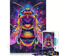 Rompecabezas de 1000 Piezas con diseño de Abeja neón para Adolescentes Ayuda a desarrollar la Memoria, diseño fácil de armar, Regalo entrañable (38x26cm)