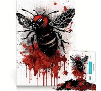 Rompecabezas de 1000 Piezas con diseño de Abeja Pintada con Tinta,Ajuste, Arte para estimular el Cerebro,Juego para el Tiempo de Descanso,Arte navideño para la Pared (50x75cm)