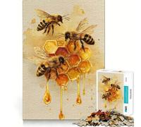 Rompecabezas de 1000 Piezas con diseño de Abejas y Panal,Pintura en Acuarela,decoración de fácil instalación,Juego para concentrarse,Juego para Momentos de Tranquilidad,Regalo de cumpleaños (38x52cm)