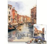 Rompecabezas de 1000 Piezas con diseño de Acuarela de Venecia, Italia, para Adultos Ideal para Mejorar la Memoria Un pasatiempo Relajante Corte preciso Un Regalo Original (38x52cm)