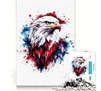 Rompecabezas de 1000 Piezas con diseño de águila Americana en Acuarela para Adultos Diversión y Entrenamiento Mental, Corte láser Actividad Relajante para Grupos en Interiores (38x26cm)