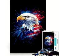 Rompecabezas de 1000 piezas con diseño de águila americana y bandera para adultos Juego que estimula la mente Superficie lisa y sin rebabas Un pasatiempo fascinante para los momentos de ocio (50x75cm)