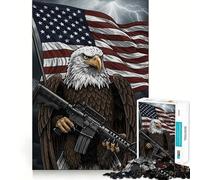 Rompecabezas de 1000 Piezas con diseño de águila Americana y Rifle,Ideal para Adolescentes Estimula la Mente,estimula el Desarrollo cognitivo,Evita Piezas Sueltas y es una Forma entretenida de Libre