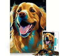 Rompecabezas de 1000 Piezas con diseño de Alegre Perro Dorado,Corte Premium,Juego Creativo para ejercitar la Mente,Paz,diversión y decoración navideña para la Pared (38x26cm)