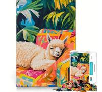 Rompecabezas de 1000 Piezas con diseño de Alpaca durmiendo en un paraíso Tropical, Ideal para Adolescentes Juguete para desarrollar la lógica, Ligero y Relajante Corte preciso Regalo clásico 38x26cm