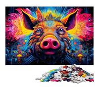 Rompecabezas de 1000 Piezas con diseño de Animales de Cerdo para Adultos Padres, Parejas y Amigos. Edades 14+. 50 x 75 cm / 19,68 x 29,52 Pulgadas.
