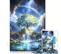 Rompecabezas de 1000 Piezas con diseño de árbol arcoíris Espiritual para Adultos y Adolescentes Juguete para el Tiempo Libre Decoración de Pared con Bordes precisos 38x52cm