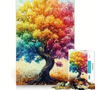Rompecabezas de 1000 Piezas con diseño de árbol arcoíris para Adultos Ayuda a Fortalecer la Memoria Divertido y Casual Bordes limpios Regalo clásico (38x52cm)