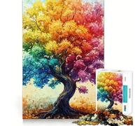 Rompecabezas de 1000 Piezas con diseño de árbol arcoíris para Adultos Juguete para ejercitar la Mente Imagen Suave y Relajante para armar Un Regalo Encantador (38x26cm)