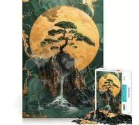 Rompecabezas de 1000 Piezas con diseño de árbol bonsái y Luna Dorada,Corte preciso,diseño Inteligente,Divertido y entretenido,Ideal para el Tiempo Libre 38x52cm