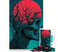 Rompecabezas de 1000 Piezas con diseño de árbol de Calavera y Luna roja para Adolescentes Juego Inteligente para fomentar la convivencia y Crear una Obra de Arte 38x26cm