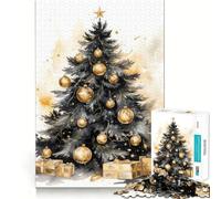 Rompecabezas de 1000 Piezas con diseño de árbol de Navidad en Acuarela para Adolescentes Juego Que estimula la Mente Encaje Huecos Actividad Relajante para Grupos en Interiores (38x26cm)